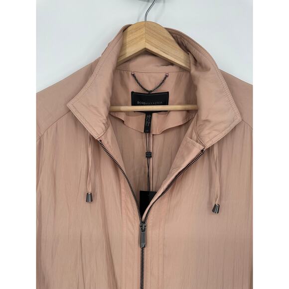 BCBGMAXAZRIA Quinn Long Trench Coat Full Zip Drawstring Jacket Cinch Waist Pink - Picture 8 of 13